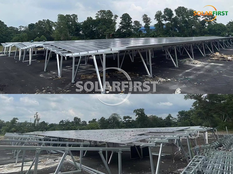 Solução de garagem fotovoltaica de alumínio de 627 kWp na Malásia