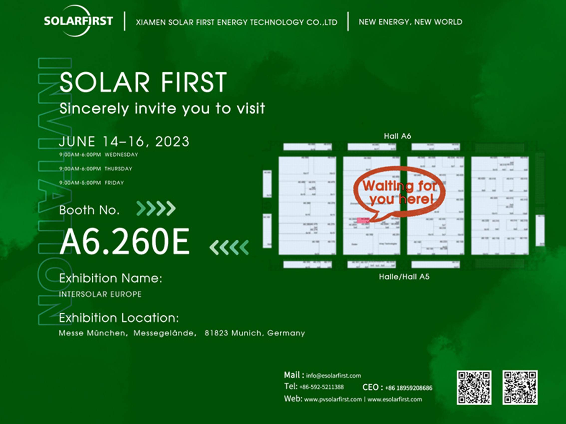 Convite para exposição: A Solar First espera por você na Intersolar Europe 2023!